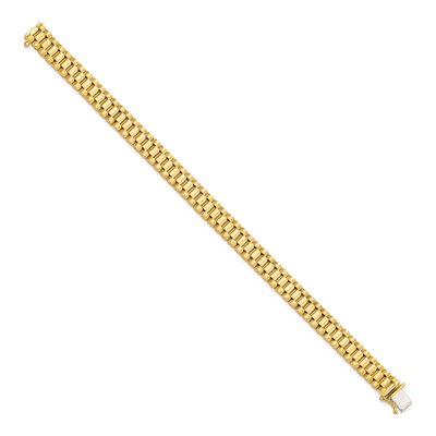 14K Yellow Gold 8mm Semi-Solid Fancy-Link Chain Bracelet – view 3