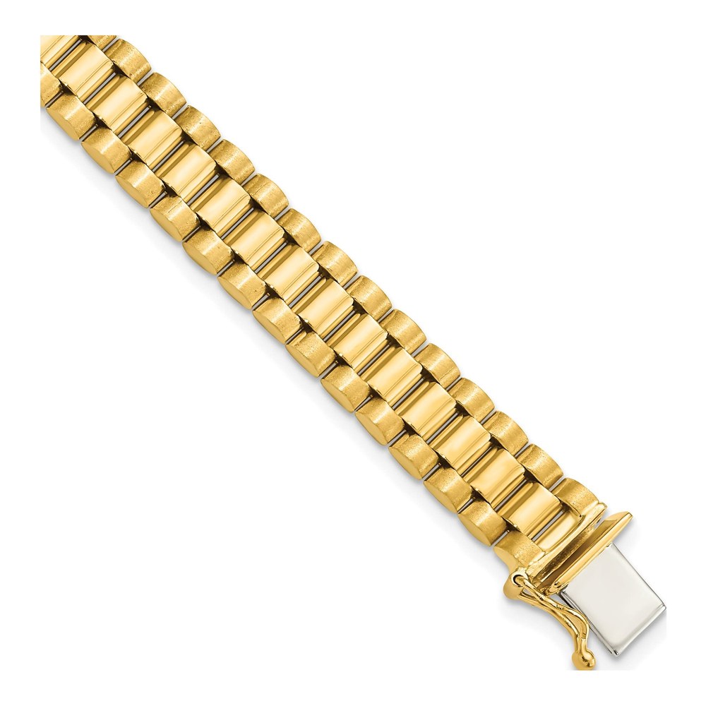 Product photo | 14K Yellow Gold Men's Satin And Polished 8In Link Bracelet | bracelet | fine jewelry