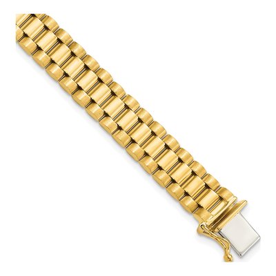 14K Yellow Gold 8mm Semi-Solid Fancy-Link Chain Bracelet