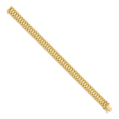 14K Yellow Gold 10mm Semi-Solid Fancy-Link Chain Bracelet – view 3