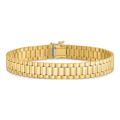 14K Yellow Gold 10mm Semi-Solid Fancy-Link Chain Bracelet – view 4