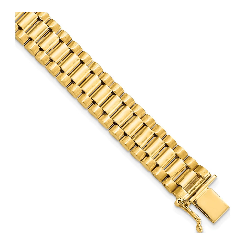 Hero image | 14K Yellow Gold Men's Satin And Polished 8In Link Bracelet | bracelet | elegant jewelry