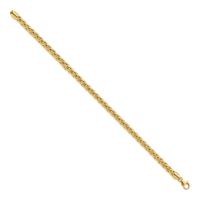 14K Yellow Gold 5mm Hollow Wheat Chain Bracelet – view 2