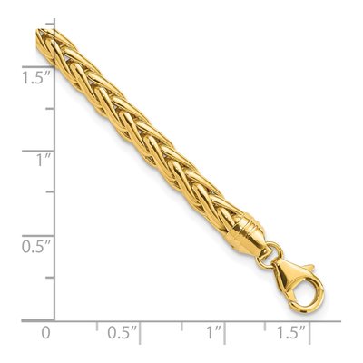 14K Yellow Gold 5mm Hollow Wheat Chain Bracelet – view 4