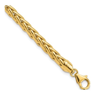 14K Yellow Gold 5mm Hollow Wheat Chain Bracelet