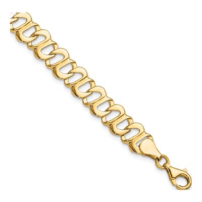 14K Yellow Gold 8mm Fancy Link Chain Bracelet