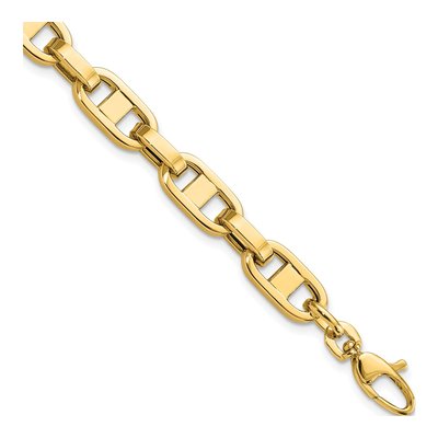14K Yellow Gold 6mm Hollow Anchor Cable Link Chain Bracelet