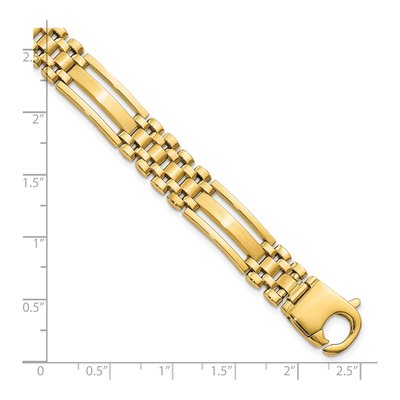 14K Yellow Gold 10.1mm Hollow Fancy Bar-Link Chain Bracelet – view 4