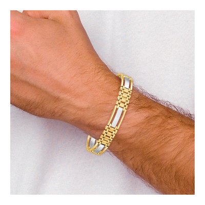 14K Two-Tone Gold 10.2mm Hollow Multi-Link Chain Bracelet – view 5