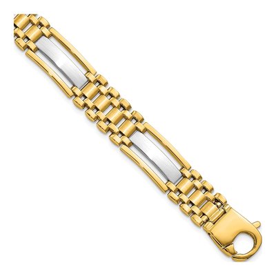 14K Two-Tone Gold 10.2mm Hollow Multi-Link Chain Bracelet