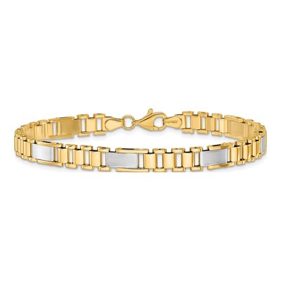 14K Two-Tone Gold 8.5mm Hollow Fancy Link Chain Bracelet – view 3