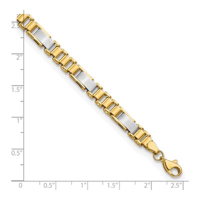 14K Two-Tone Gold 8.5mm Hollow Fancy Link Chain Bracelet – view 4