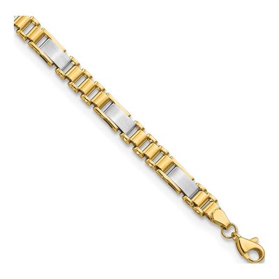 14K Two-Tone Gold 8.5mm Hollow Fancy Link Chain Bracelet