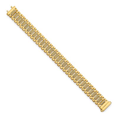 14K Yellow Gold 15.4mm Diamond-Cut Fancy Link Chain Bracelet – view 2