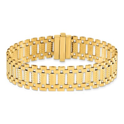 14K Yellow Gold 15.4mm Diamond-Cut Fancy Link Chain Bracelet – view 3