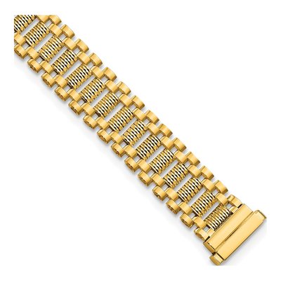 14K Yellow Gold 15.4mm Diamond-Cut Fancy Link Chain Bracelet