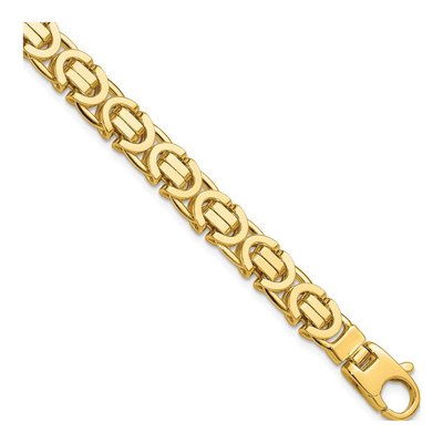 14K Yellow Gold 7mm Byzantine Flat Link Chain Bracelet