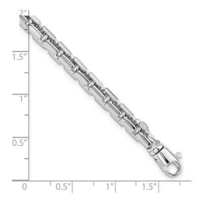 14K White Gold 4mm Fancy Rounded Box Link Chain Bracelet – view 3