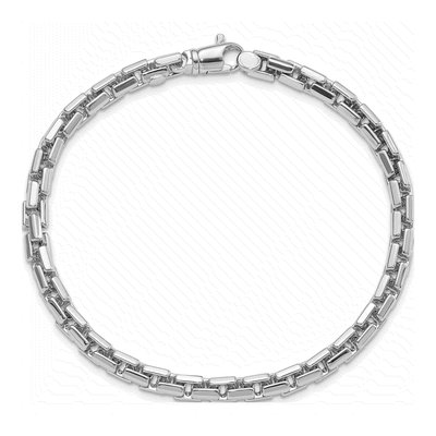 14K White Gold 4mm Fancy Rounded Box Link Chain Bracelet – view 4