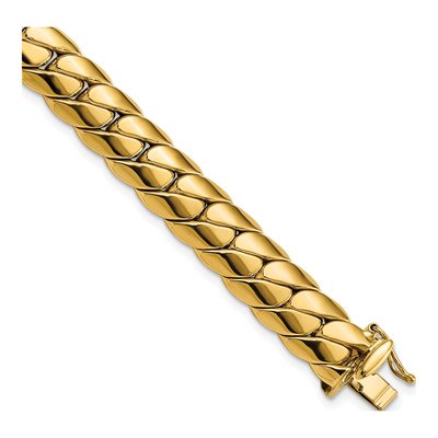 14K Yellow Gold 9.4mm Fancy Curb Link Chain Anklet