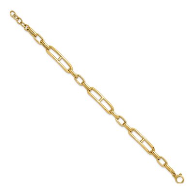 14K Yellow Gold 8.3mm Hollow Fancy Open Link Chain Bracelet – view 2