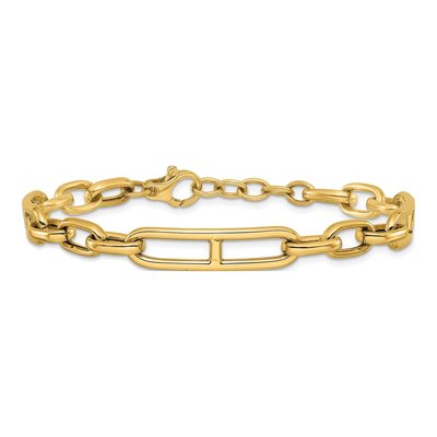 14K Yellow Gold 8.3mm Hollow Fancy Open Link Chain Bracelet – view 3