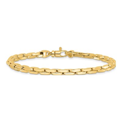 14K Yellow Gold 4.5mm Hollow Fancy Link Chain Bracelet – view 3