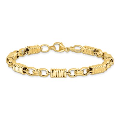 14K Yellow Gold Grooved Fancy Link Men's Bracelet, 8.5 Inch – view 3