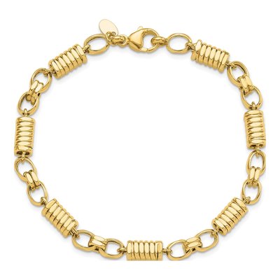 14K Yellow Gold Grooved Fancy Link Men's Bracelet, 8.5 Inch – view 4