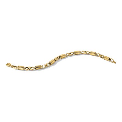 14K Yellow Gold Grooved Fancy Link Men's Bracelet, 8.5 Inch – view 7