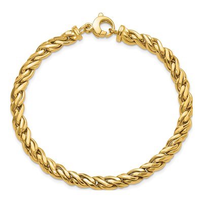 14K Yellow Gold 8.25mm Hollow Fancy Twist Link Chain Bracelet – view 4