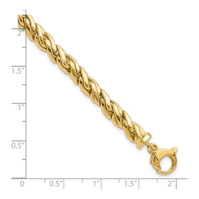 14K Yellow Gold 8.25mm Hollow Fancy Twist Link Chain Bracelet – view 5