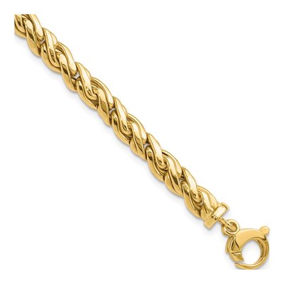14K Yellow Gold 8.25mm Hollow Fancy Twist Link Chain Bracelet