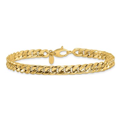 14K Yellow Gold 6mm Hollow Curb Concave Link Chain Bracelet – view 3