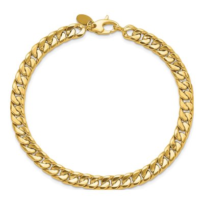 14K Yellow Gold 6mm Hollow Curb Concave Link Chain Bracelet – view 4