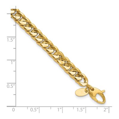 14K Yellow Gold 6mm Hollow Curb Concave Link Chain Bracelet – view 5