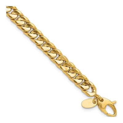 14K Yellow Gold 6mm Hollow Curb Concave Link Chain Bracelet
