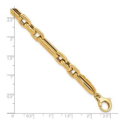 14K Yellow Gold 7.2mm Hollow Greek Key Figaro Link Chain Bracelet – view 5