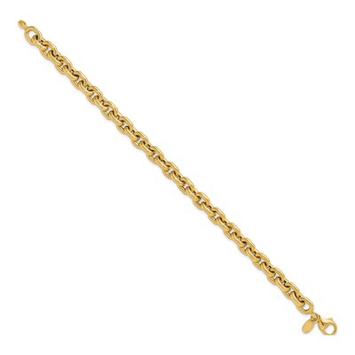 14K Yellow Gold 6.8mm Hollow Cable Link Chain Bracelet – view 2