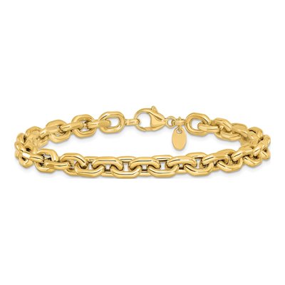 14K Yellow Gold 6.8mm Hollow Cable Link Chain Bracelet – view 3