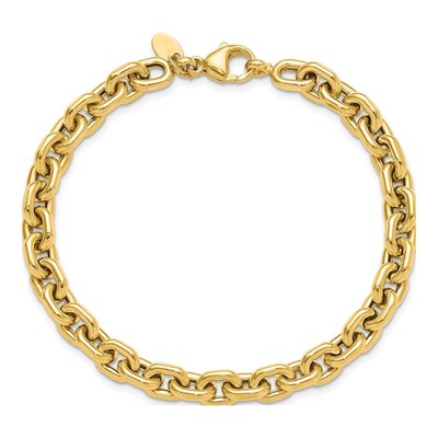 14K Yellow Gold 6.8mm Hollow Cable Link Chain Bracelet – view 4