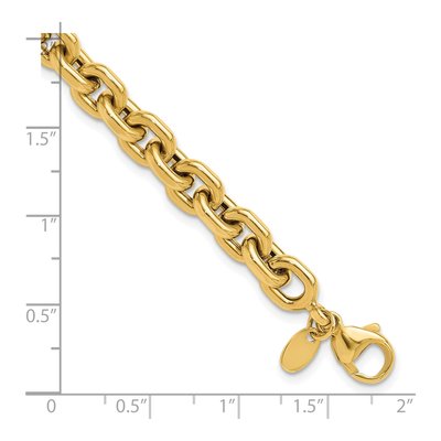 14K Yellow Gold 6.8mm Hollow Cable Link Chain Bracelet – view 5