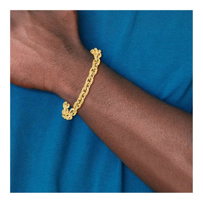 14K Yellow Gold 6.8mm Hollow Cable Link Chain Bracelet – view 6