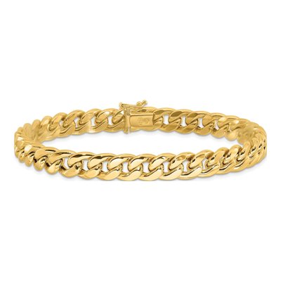 14K Yellow Gold 8.9mm Hollow Curb Chain Bracelet – view 3