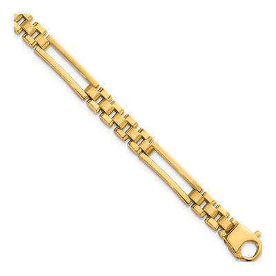 14K Yellow Gold 5.9mm Fancy Open Link Chain Bracelet