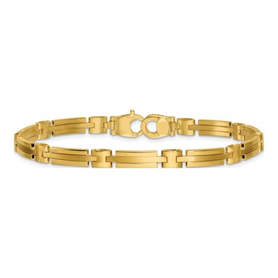 14K Yellow Gold 5mm Fancy Bar Link Chain Bracelet – view 4