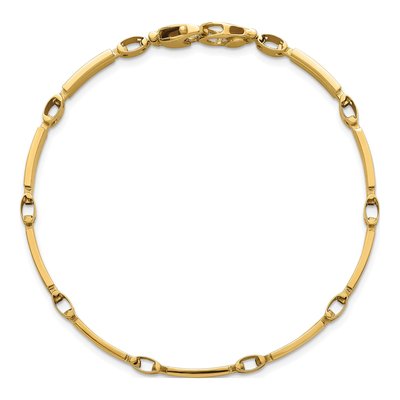 14K Yellow Gold 5mm Fancy Bar Link Chain Bracelet – view 5