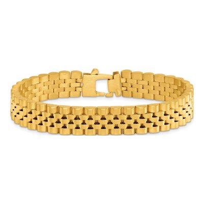 14K Yellow Gold 12.3mm Fancy Link Chain Bracelet – view 4