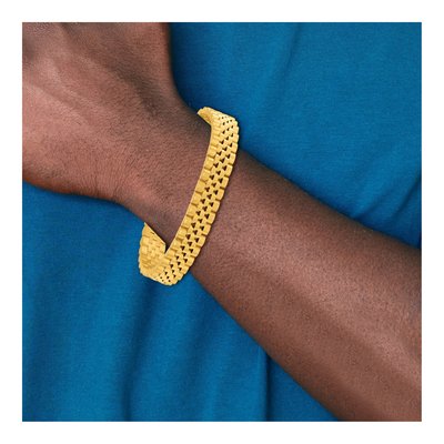 14K Yellow Gold 12.3mm Fancy Link Chain Bracelet – view 7