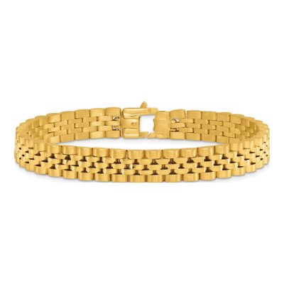 14K Yellow Gold 10mm Fancy Link Chain Bracelet – view 4